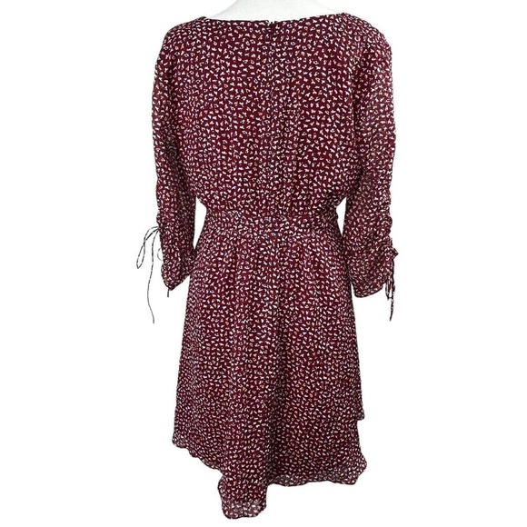 Madewell Red Floral Starviolet Mini Dress 6 V Neck Chiffon Ditzy Flowers - Picture 9 of 15
